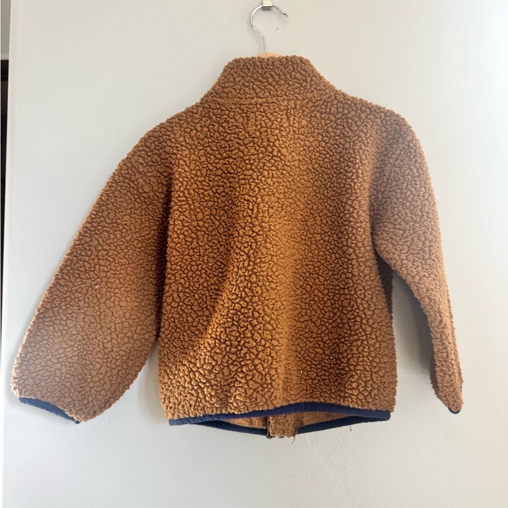 Old Navy Sherpa Fleece Jacket 4T Brown Teddy Zip Up Coat Pink Pocket Retro Core - Picture 4 of 4